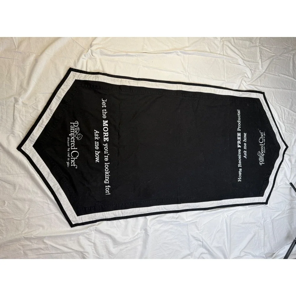 Pampered Chef Consultant Table Runner Black White Logo Host Join Party Display‎